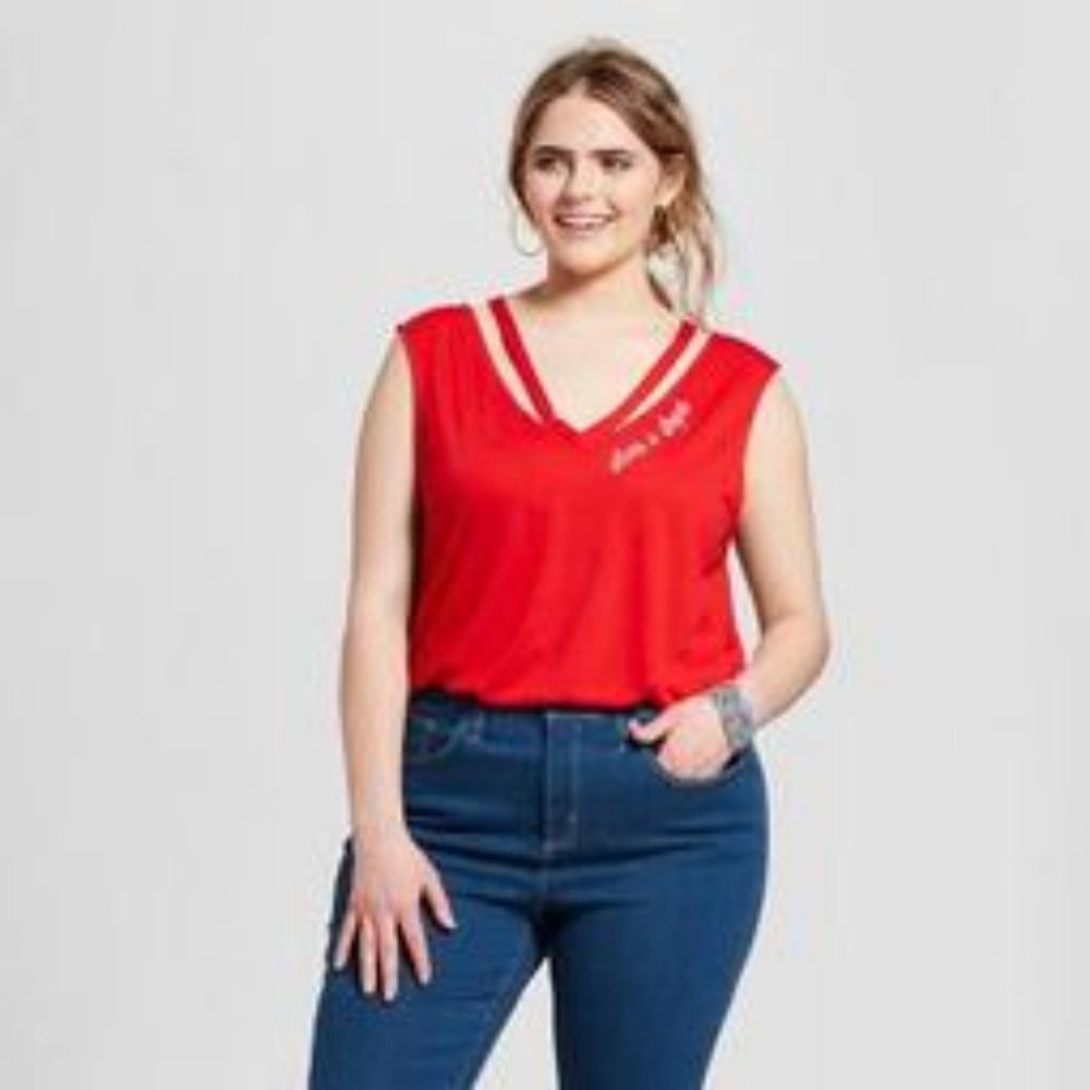 Fifth Sun Embroidered Stars and Stripes Cutout Tee